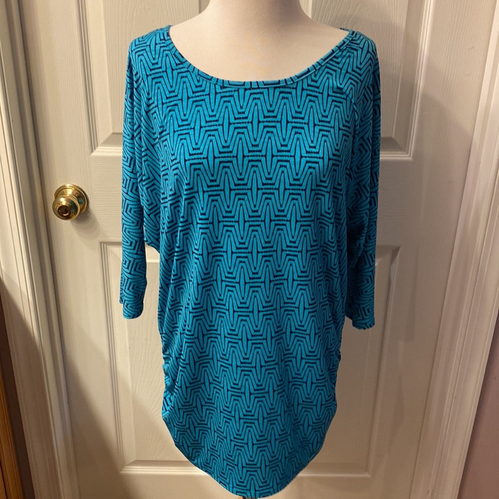 Navy & teal 3/4 length sleeve tunic